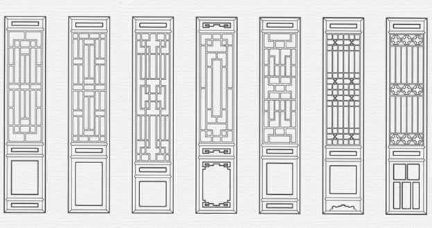 石碌镇常用中式仿古花窗图案隔断设计图